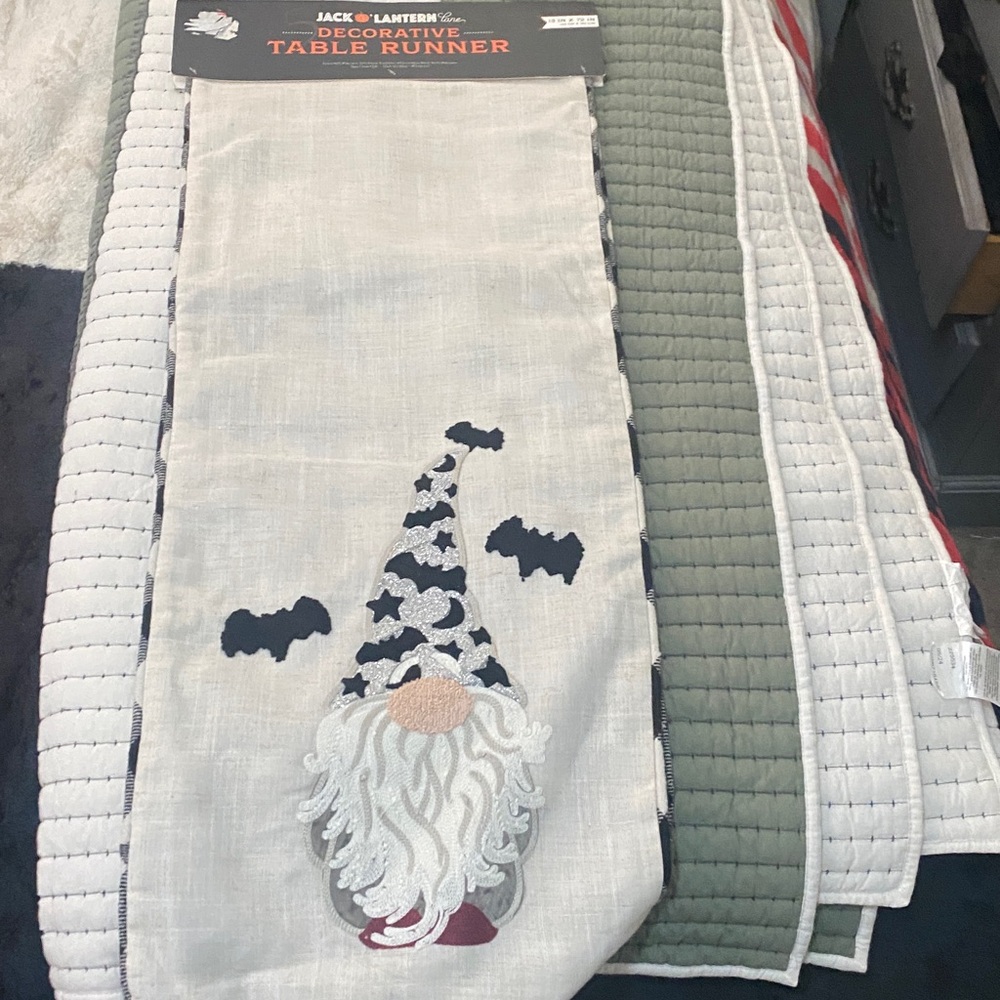 Gnome and Bat Table Runner